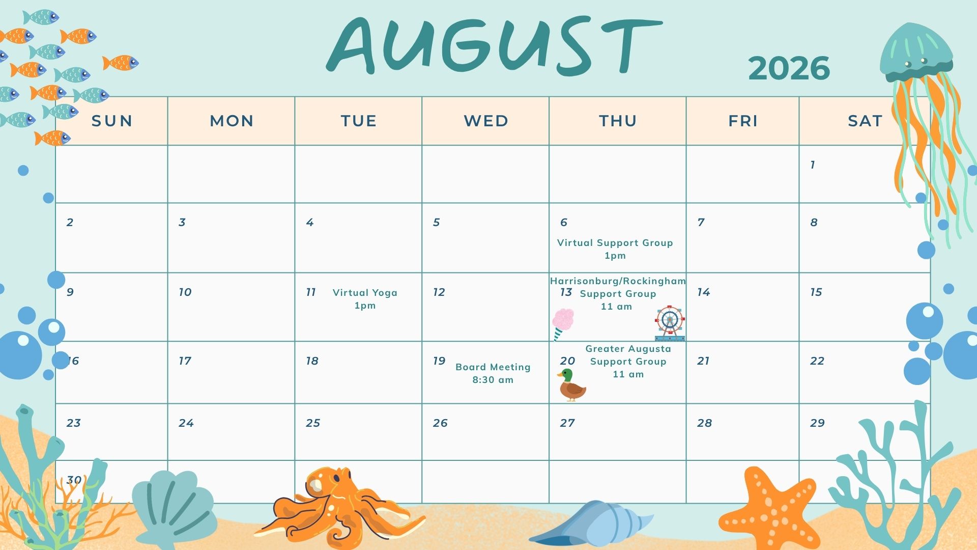 August event calendar